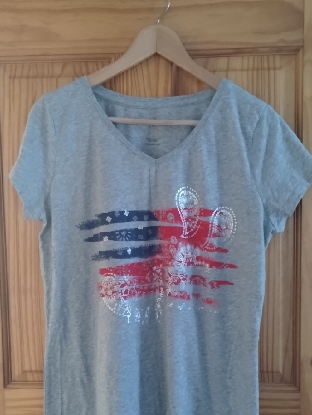 St. John's Bay Gray Tee with Navy Logo